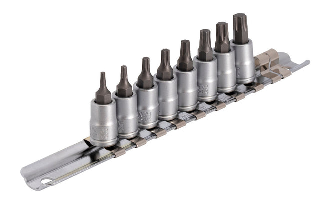 Unior Unior Torx driver socket set with TX profile 1/4" on rail (8, 10, 15, 20, 25, 27, 30, 40) 629696 Professional Bicycle Tool, quality guaranteed