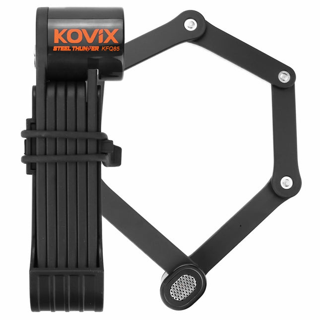 Kovix Bicycle ALARM FOLDING LOCK, 3mm bar thickness, 80cm length, built-in 120dB anti-theft alarm, suitable for bikes & scooters, includes CR2 battery - KOVIX