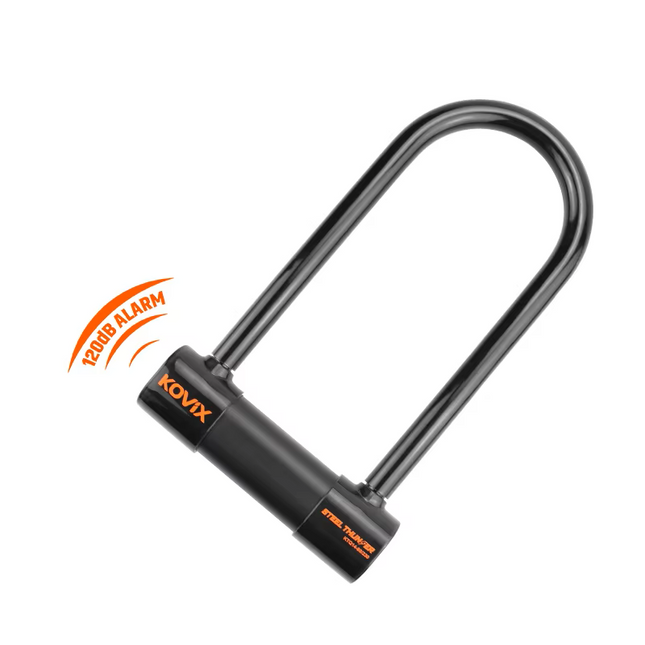 Kovix Bicycle ALARM U-LOCK, 14mm x 300mm, built-in 120dB anti-theft alarm, suitable for bikes & scooters, includes CR2 battery - KOVIX