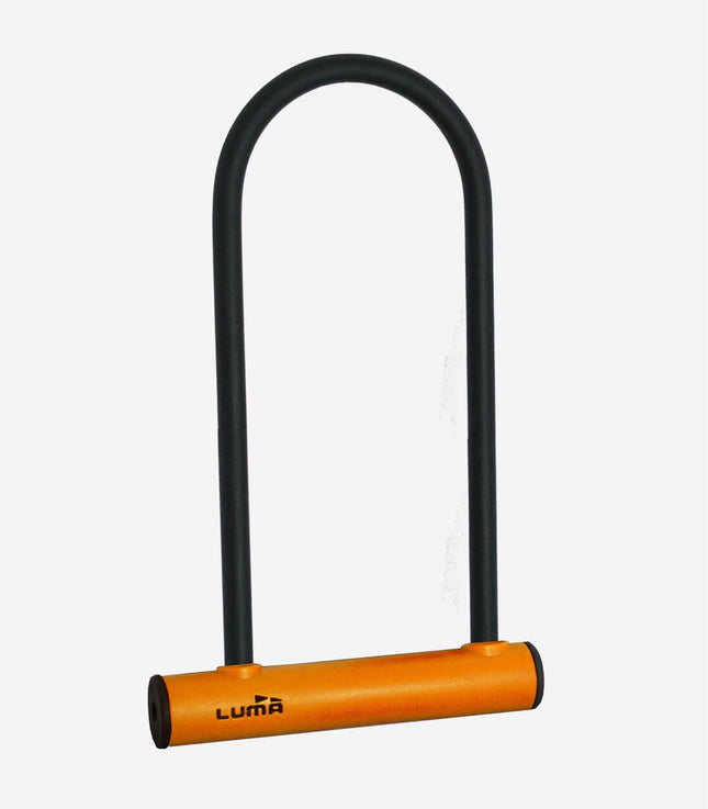 Luma Bicycle Lock , U lock 180 x 320mm, 12mm bar thickness, Orange receiver, LUMA No1 lock brand in Spain