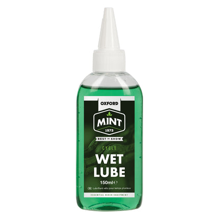 Oxford Bicycle Oxford Mint Wet Lube 150ml, Biodegradeable, reduces wear on the chain and sprockets, highly durable