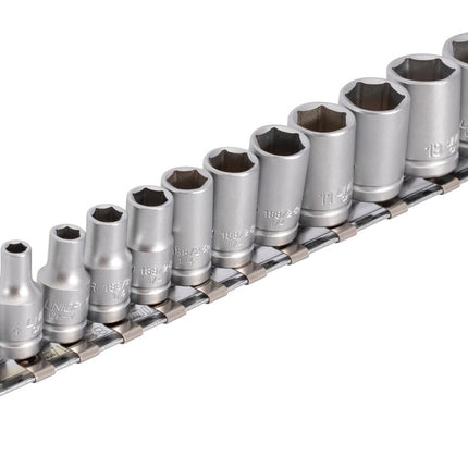 Unior Unior Socket set 1/4" on rail (4, 5, 6, 7, 8, 9, 10, 11, 12, 13, 14mm) 629699 Professional Bicycle Tool, quality guaranteed