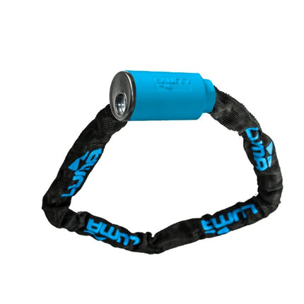 Luma Bicycle Lock with Blue Highlights, Key lock Chain 5mm w/cover 1000mm, LUMA No1 lock brand in Spain