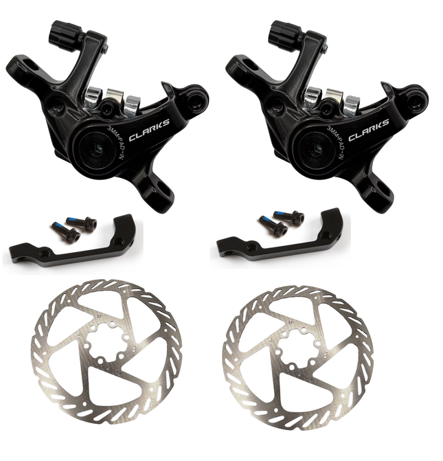 Clarks Bicycle Disc Brake Set, CLARKS CXR-01, Mechanical, DUAL PISTON, FRONT & REAR, Road/Gravel, Includes 2 x 160mm rotors