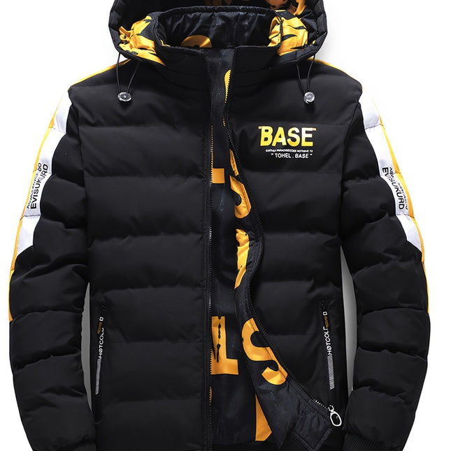 Men's Dual-Sided Winter Jacket - Fleece-Lined, Hooded, Camouflage Detail