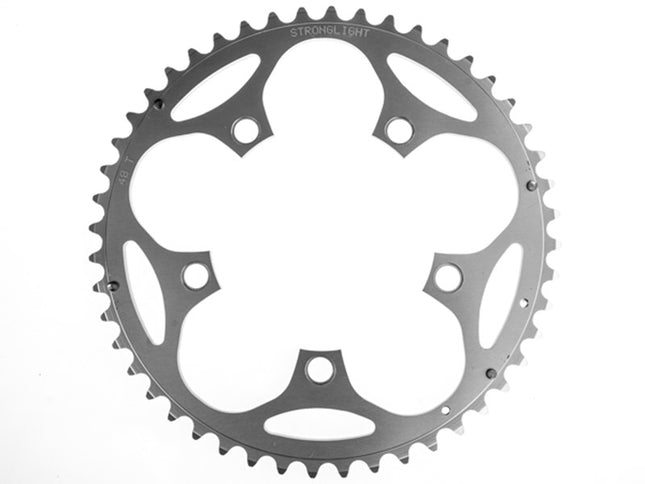 Stronglight Bicycle CHAINRING - ROAD "STRONGLIGHT", 48T, 5083 Silver - 110mm BCD, 5 Hole for 9/10 Spd (Does NOT have Pickup Points)