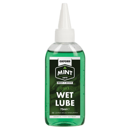 Oxford Bicycle Oxford Mint Wet Lube 75ml, Biodegradeable, reduces wear on the chain and sprockets, highly durable