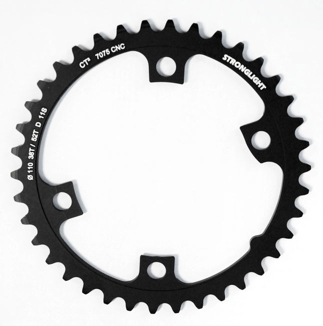 Stronglight Bicycle CHAINRING "STRONGLIGHT", ROAD CHAINRING SHIMANO DURA-ACE & DI2 FC-R9100 7075-T6 CT² (black) 11 speed, 110 BCD, Inner. 38T, 4 arms