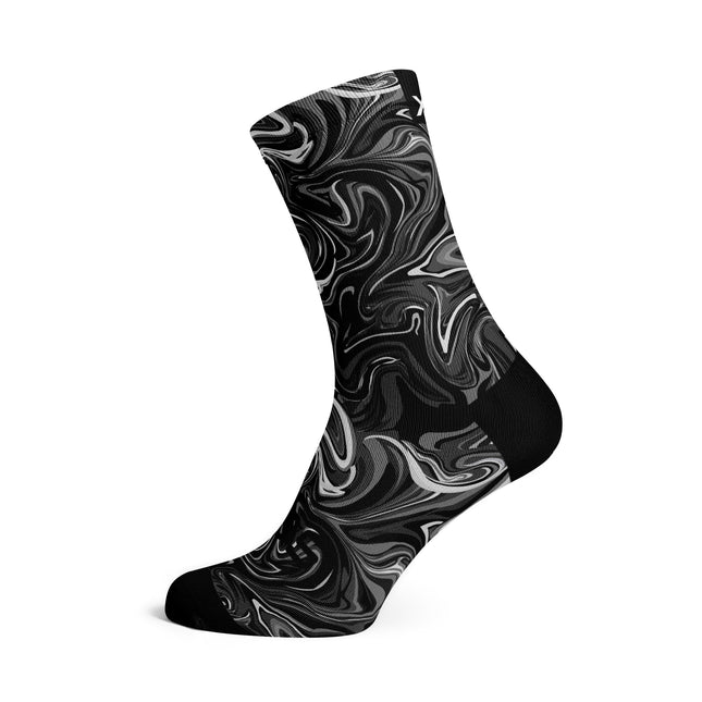 SOX Footwear Bicycle Marble Black - Size L (US 9-13) - SOX Footwear Performance Socks - 1 Pair
