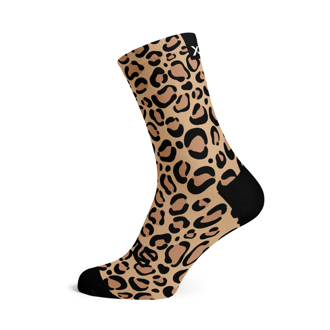 SOX Footwear Bicycle Golden Leopard - Size L (US 9-13) - SOX Footwear Performance Socks - 1 Pair