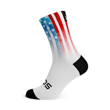 SOX Footwear Bicycle USA Paint Flag - Size L (US 9-13) - SOX Footwear Performance Socks - 1 Pair