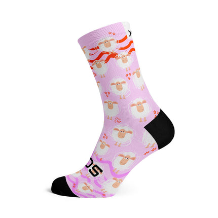SOX Footwear Bicycle Pink Sheep - Size M (US 5-9) - SOX Footwear Performance Socks - 1 Pair
