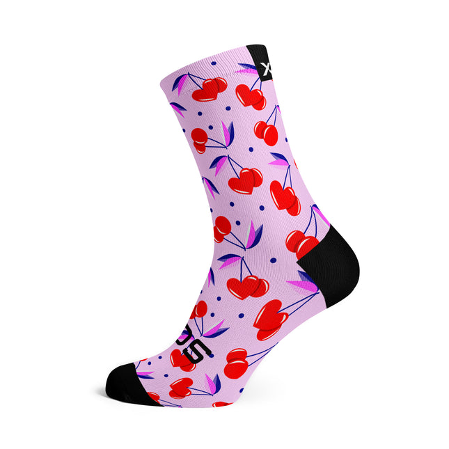 SOX Footwear Bicycle Cherry Pink - Size S (US 1Y-5) - SOX Footwear Performance Socks - 1 Pair