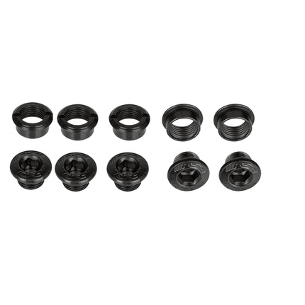 FSA Bicycle Gossamer Pro 1X | Male & Female Bolts x 5 | Black Alloy - FSA Chainring Bolt Kit