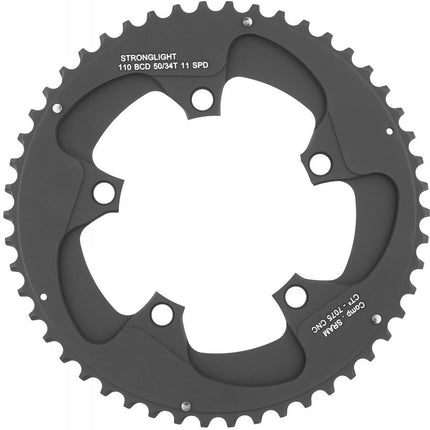 Stronglight Bicycle CHAINRING - ROAD "STRONGLIGHT", 53T, 7075 CNC Black CT2 SRAM Red - 110mm BCD, 5 Hole for 11 Spd