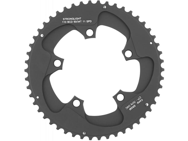 Stronglight Bicycle CHAINRING - ROAD "STRONGLIGHT", 53T, 7075 CNC Black CT2 SRAM Red - 110mm BCD, 5 Hole for 11 Spd