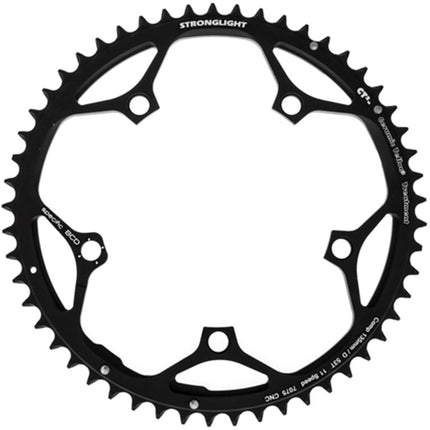 Stronglight Bicycle CHAINRING - ROAD "STRONGLIGHT", 53T, 7075 CNC Black CT2 campag 11spd - 135mm BCD, 5 Hole for 11 Spd to be used with SL350052 bolts