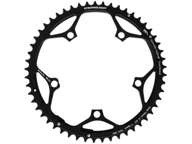 Stronglight Bicycle CHAINRING - ROAD "STRONGLIGHT", 53T, 7075 CNC Black CT2 campag 11spd - 135mm BCD, 5 Hole for 11 Spd to be used with SL350052 bolts