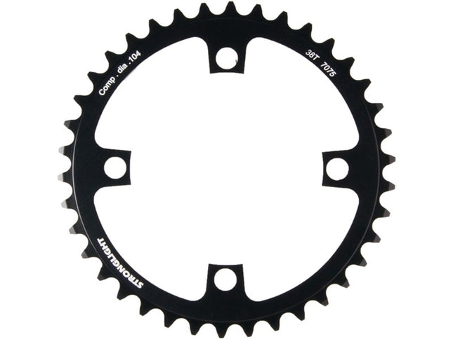 Stronglight Bicycle CHAINRING - E-BIKE "STRONGLIGHT", 38T, 7075 CNC Black - 104mm BCD, 4 Hole. BOSCH Compatible 1st & 3rd Gen. (NOT narrow wide)