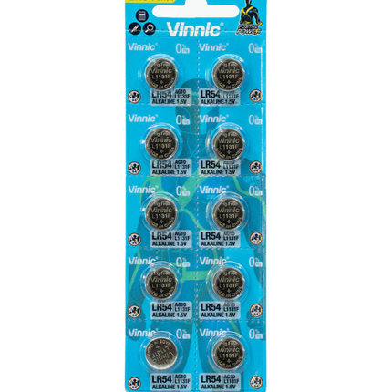 Vinnic LR54/L1131 1.5V Alkaline Button Cell Batteries - 10 Pack