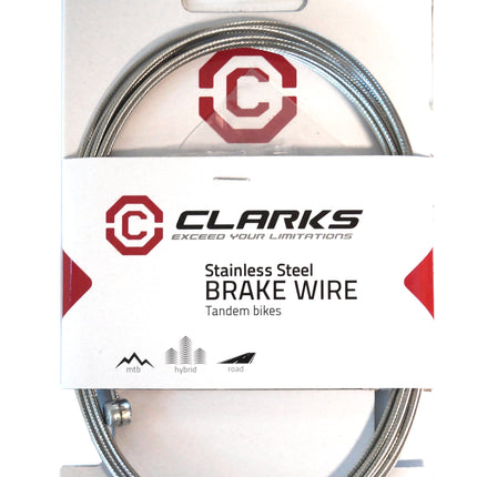 Clarks Bicycle BRAKE INNER WIRE -  Stainless Steel Universal Tandem wire brake cable, 3060mm length, Fits all major systems