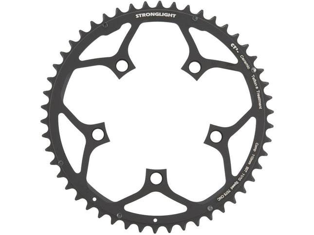 Stronglight Bicycle CHAINRING - ROAD "STRONGLIGHT", 50T, 7075 CNC Black CT2 - 110mm BCD, 5 Hole for 10/11 Spd