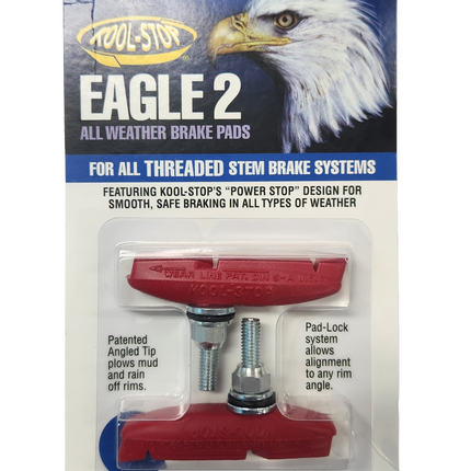 Kool Stop Eagle 2 Threaded Bicycle Rim Brake Pads - Red