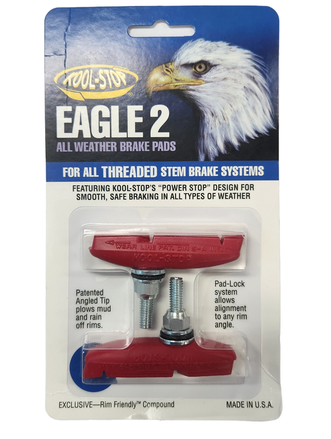 Kool Stop Eagle 2 Threaded Bicycle Rim Brake Pads - Red