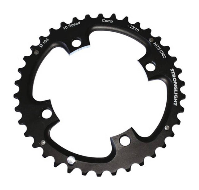 Stronglight Bicycle MTB CHAINRING, SHIMANO, 104/64 - 2X10, 7075-T6 BLACK, 2x10 speed, 104 BCD, Outer not threaded, 36T, 4 arms