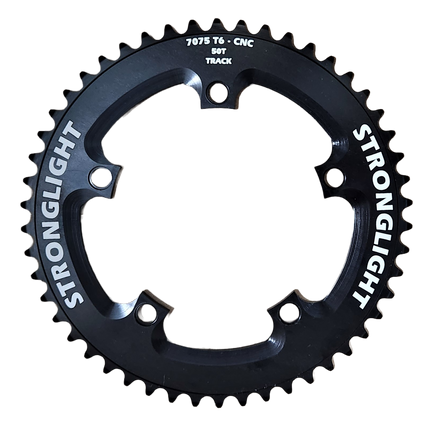 Stronglight Bicycle CHAINRING - TRACK "STRONGLIGHT", 50T, 7075 CNC Black - 130mm BCD, 5 Hole for TRACK 1/2" x 1/8" Spd - 264541