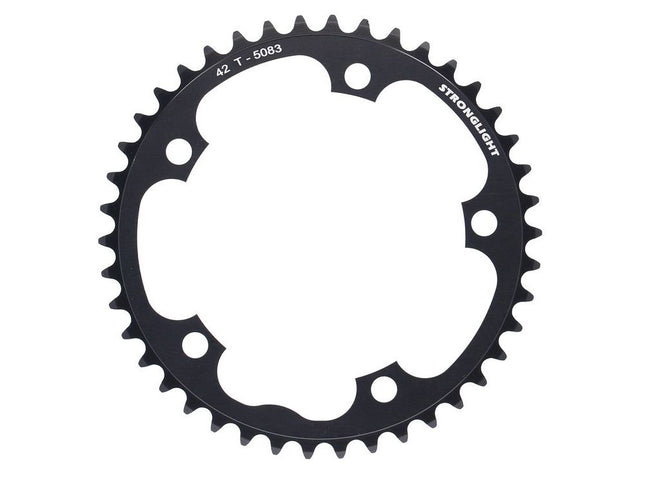 Stronglight Bicycle ROAD CHAINRING, STANDARD TYPE S - 5083 BLACK, 9/10 speed, 130 BCD Inner.42T, 5 arms, A Quality Stronglight product, CHAINRING - 267077 (does not have Pick up points)