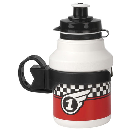 Children's Polisport Race 350ml Water Bottle with Clip-On Holder - White