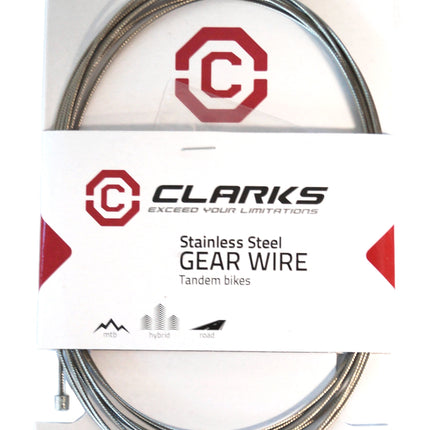 Clarks Bicycle GEAR INNER WIRE - Stainless Steel tandem/triple gear cable 3060mm length Fits Most major systems.