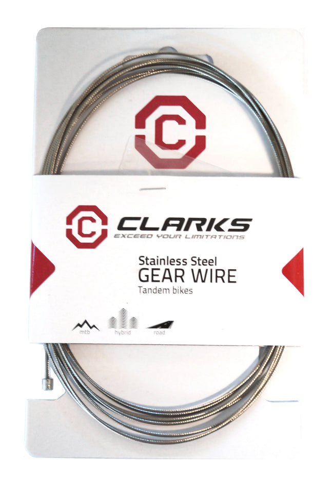 Clarks Bicycle GEAR INNER WIRE - Stainless Steel tandem/triple gear cable 3060mm length Fits Most major systems.