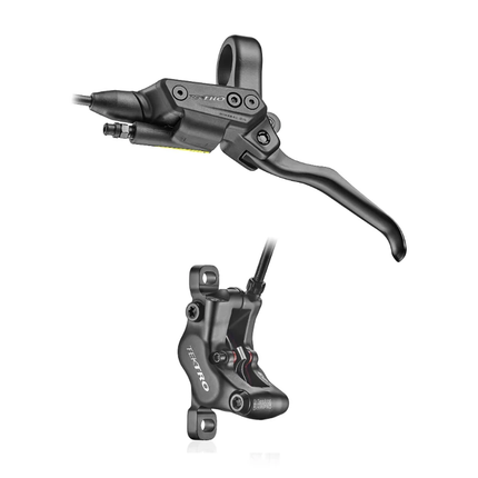 TRP TEKTRO Hydraulic disc brake set, LEFT HAND/REAR - HD-E5140R, 4 piston, rear/left, w/1900mm hose + EJI connector/200mm sensor cable, black, for ebike T: 2.3mm rotor, w/o rotor.