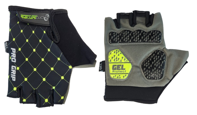 Pro Series Gel Cycling Gloves - Black with Yellow Dots - XL