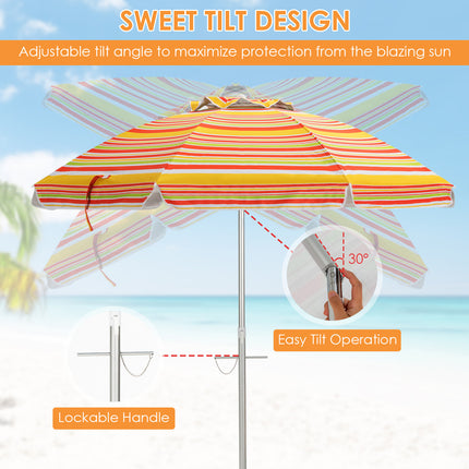TANGKULA UPF50+ Waterproof Beach Canopy Umbrella - Adjustable Tilt, Durable Frame, Includes Carry Bag