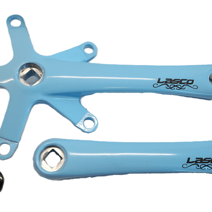 Lasco 2 Piece Single Speed Crankset - 130BCD & 170mm Crank - For 103mm B.B. Baby Blue, Alloy