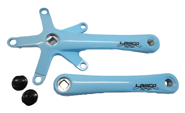 Lasco 2 Piece Single Speed Crankset - 130BCD & 170mm Crank - For 103mm B.B. Baby Blue, Alloy