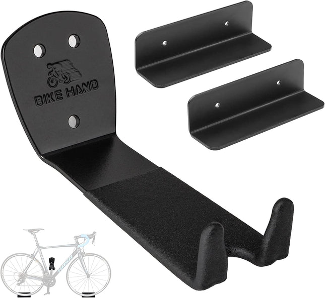 Pro Series Pedal-Mount Bicycle Wall Hanger with Wheel Supports - Black