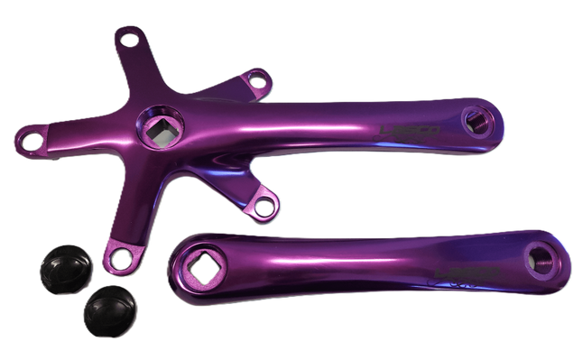 Lasco 2 Piece Single Speed Crankset - 130BCD & 170mm Crank - For 103mm B.B. Purple, Alloy