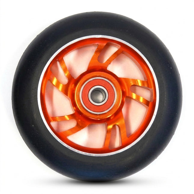 Bulletproof 100mm Alloy Scooter Wheel with 608RS ABEC-9 Bearing - Orange Core