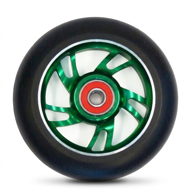 Bulletproof 100mm Alloy Scooter Wheel with 608RS ABEC-9 Bearing - Green Core