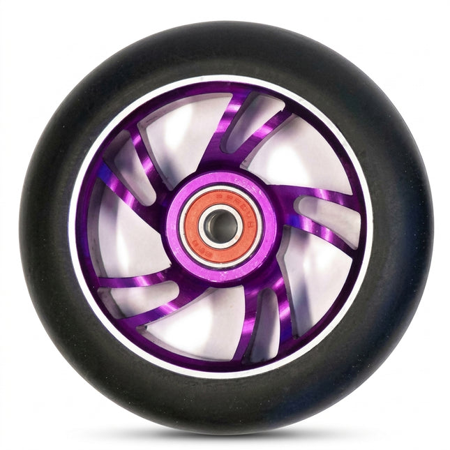 Bulletproof 100mm Alloy Scooter Wheel with 608RS ABEC-9 Bearing - Purple Core