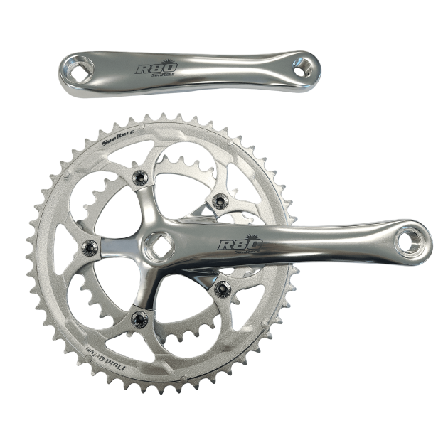 Sunrace 170mm x 34/50T Road Chainwheel Set - Diamond Taper, 7/8/9 Speed, Silver