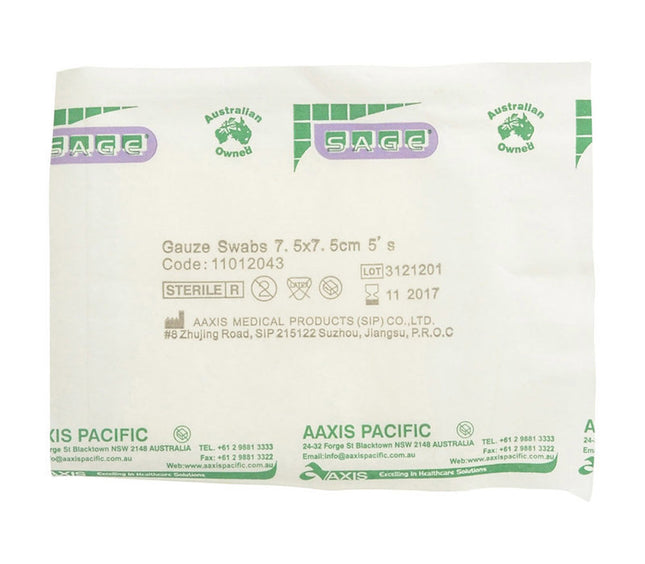 GAUZE SWABS 7.5 X 7.5CM STERILE (5)