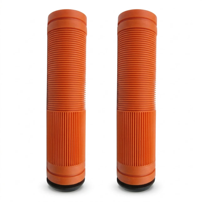 Bulletproof 130mm Open-End Bicycle Grips with Plugs - Orange
