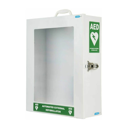 HEARTSINE DEFIBRILLATOR STEEL WALL CABINET WITH CLEAR DOOR