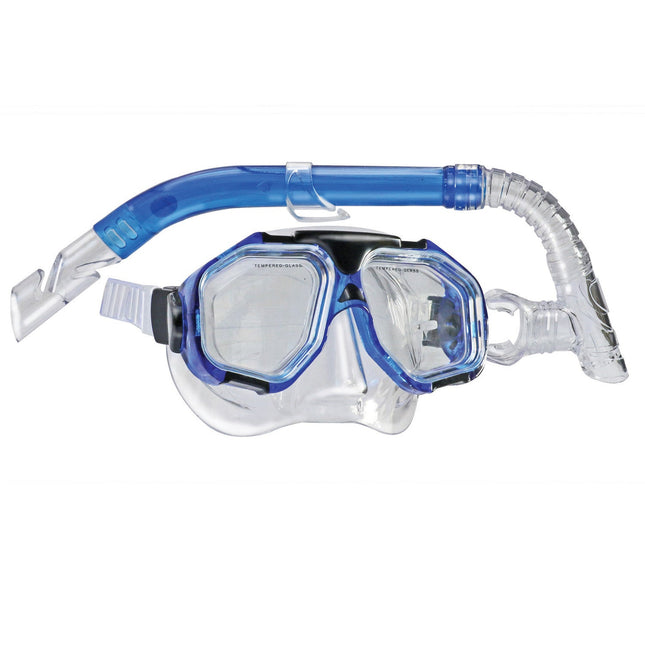 LAND & SEA Dunk Island Snorkel Mask Set Adults, Silicone & Tempered Glass, Scuba Diving, Swimming Equipment