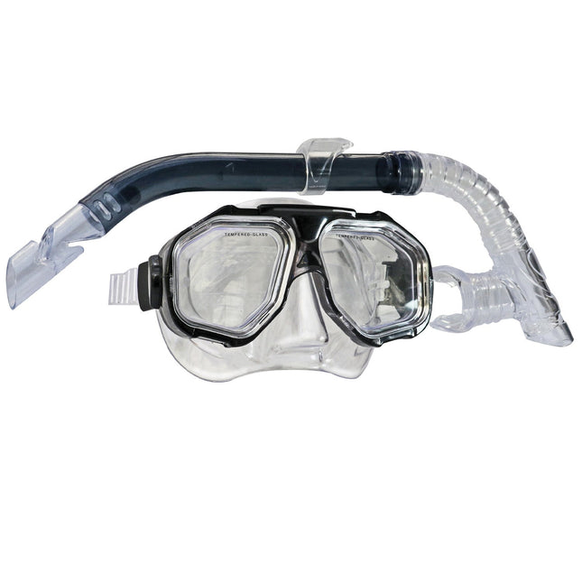 LAND & SEA Dunk Island Snorkel Mask Set Adults, Silicone & Tempered Glass, Scuba Diving, Swimming Equipment